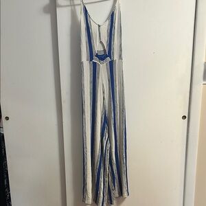 Love Tree Blue and White Jumpsuit